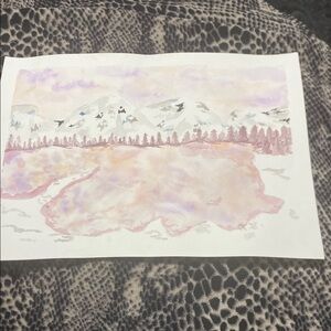 Hand-Painted Mountain Landscape Art